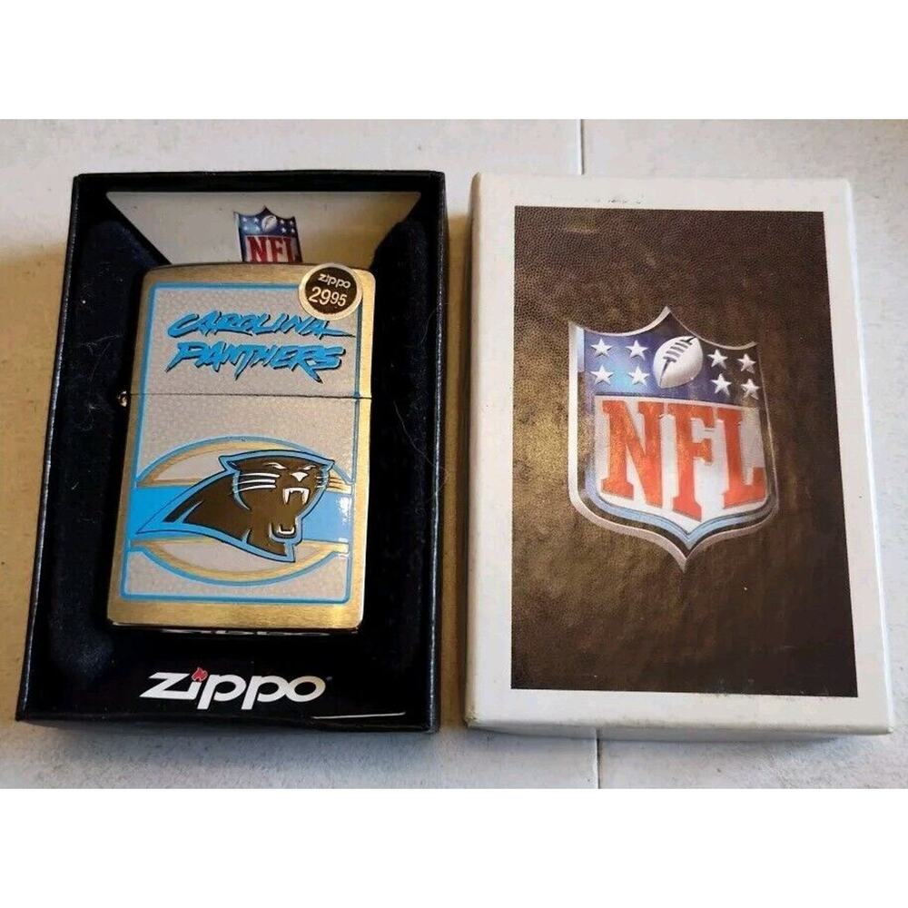 Zippo NFL Carolina Panthers Mascot Lighter Brushed Chrome 24623 New Sealed